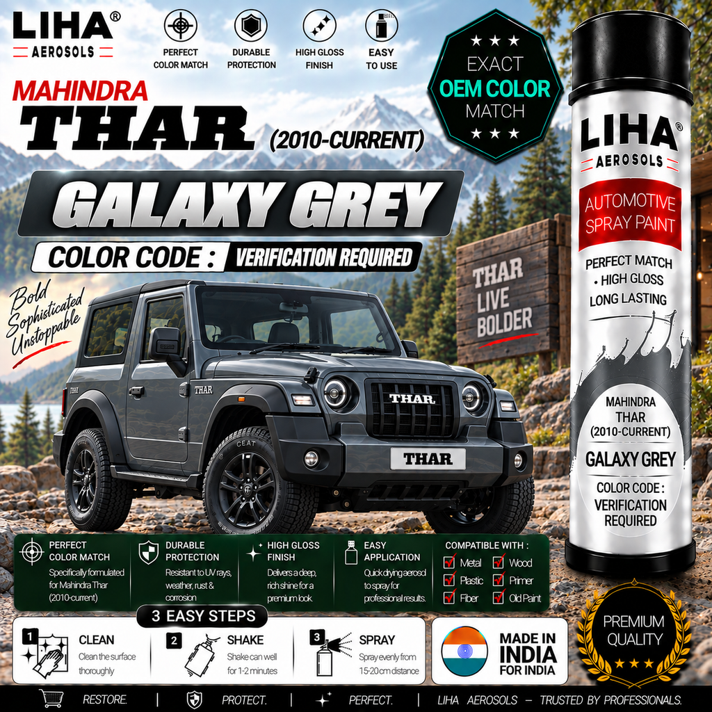 Mahindra Thar Galaxy Grey Touch Up Spray Paint – OEM Color Match | LIHA Aerosols 500ml