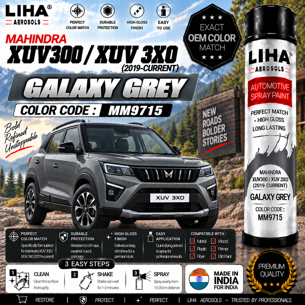 Mahindra XUV300 / XUV 3XO Galaxy Grey Touch Up Spray Paint – OEM Color Match | LIHA Aerosols 500ml