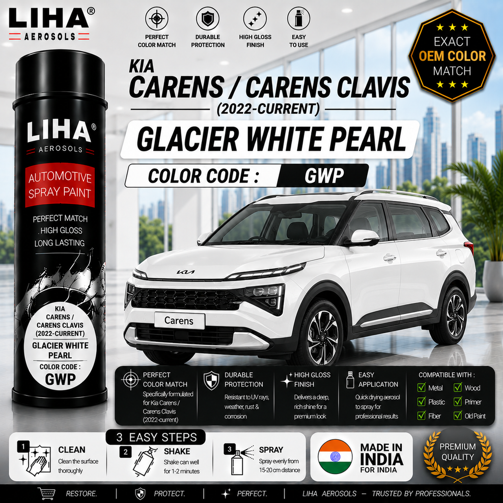Kia Carens / Carens Clavis Glacier White Pearl Touch Up Spray Paint – OEM Color Match | LIHA Aerosols 500ml
