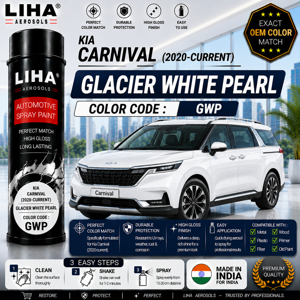 Kia Carnival Glacier White Pearl Touch Up Spray Paint – OEM Color Match | LIHA Aerosols 500ml