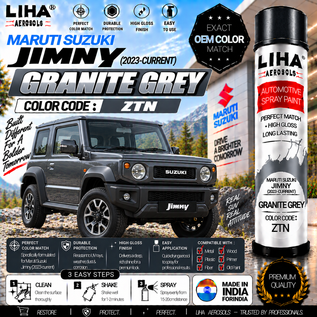 Maruti Suzuki Jimny Granite Grey Touch Up Spray Paint – OEM Color Match | LIHA Aerosols 500ml