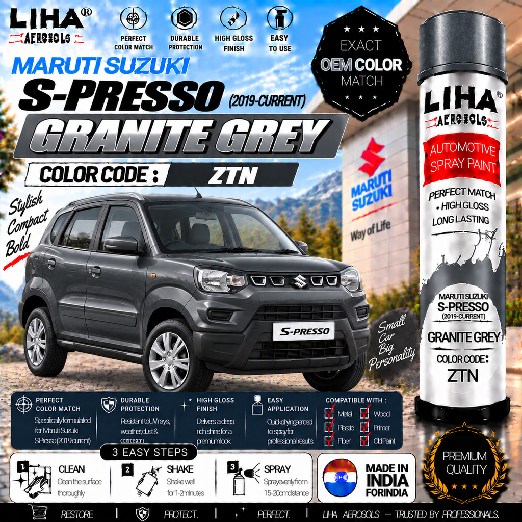 Maruti Suzuki S-Presso Granite Grey Touch Up Spray Paint – OEM Color Match | LIHA Aerosols 500ml