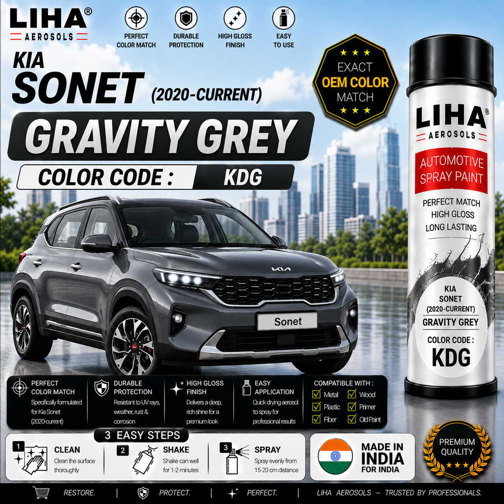 Kia Sonet Gravity Grey Touch Up Spray Paint – OEM Color Match | LIHA Aerosols 500ml