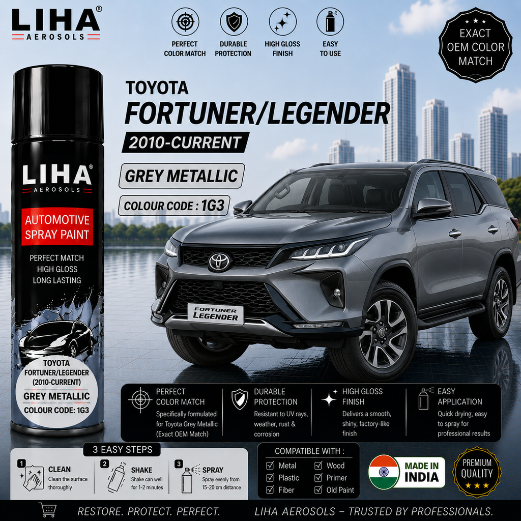 Toyota Fortuner / Legender Grey Metallic Touch Up Spray Paint – OEM Color Match | LIHA Aerosols 500ml