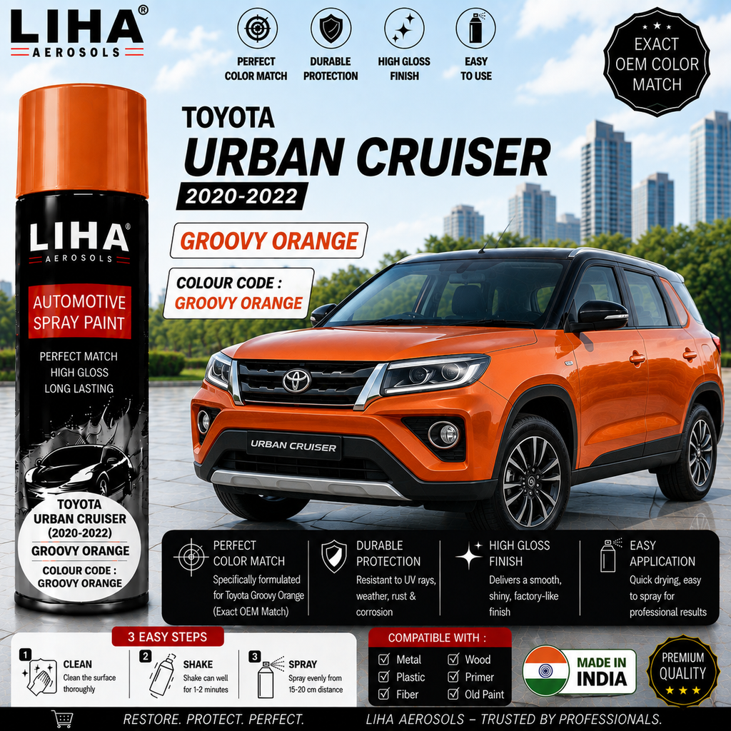 Toyota Urban Cruiser Groovy Orange Touch Up Spray Paint – OEM Color Match | LIHA Aerosols 500ml