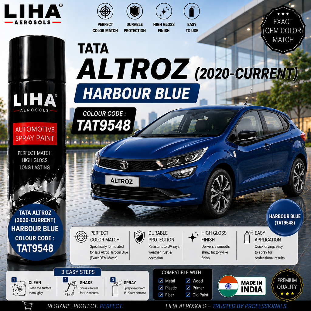 Tata Altroz Harbour Blue Touch Up Spray Paint – OEM Color Match | LIHA Aerosols 500ml