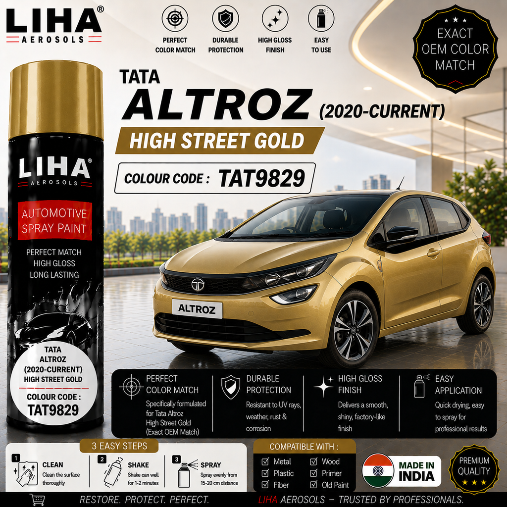 Tata Altroz High Street Gold Touch Up Spray Paint – OEM Color Match | LIHA Aerosols 500ml