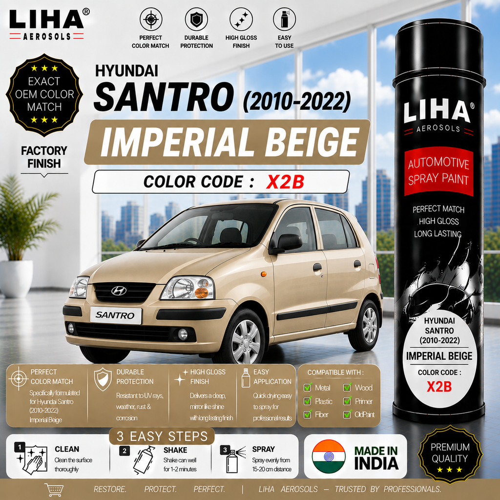 Hyundai Santro Imperial Beige Touch Up Spray Paint – OEM Color Match | LIHA Aerosols 500ml