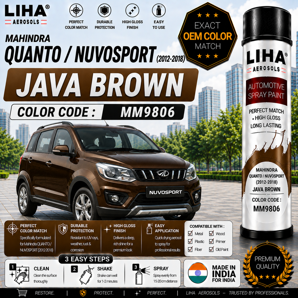 Mahindra Quanto / Nuvosport Java Brown Touch Up Spray Paint – OEM Color Match | LIHA Aerosols 500ml