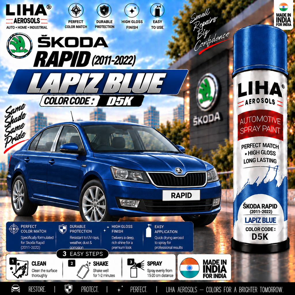 Skoda Rapid Lapiz Blue Touch Up Spray Paint – OEM Color Match | LIHA Aerosols 500ml
