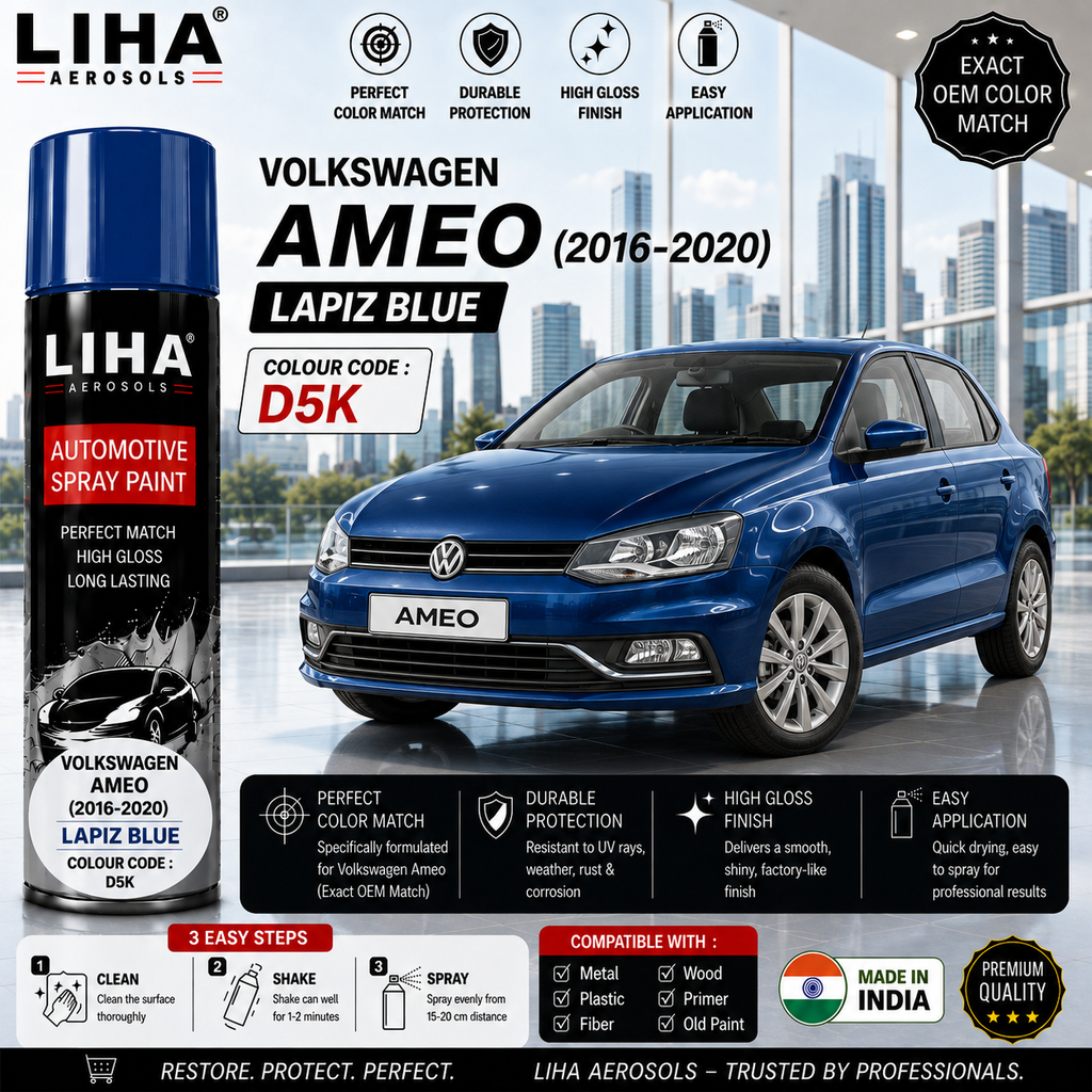 Volkswagen Ameo Lapiz Blue Touch Up Spray Paint – OEM Color Match | LIHA Aerosols 500ml