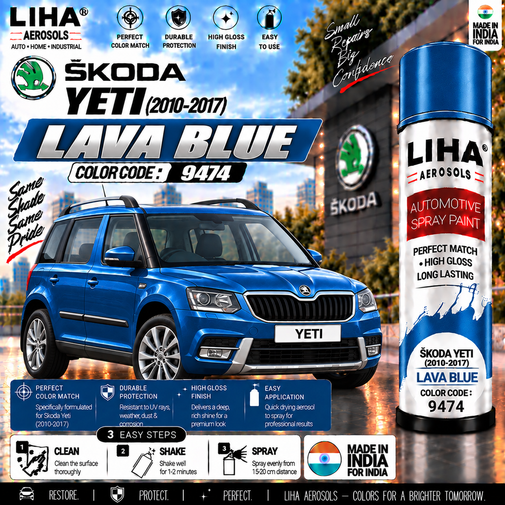 Skoda Yeti Lava Blue Touch Up Spray Paint – OEM Color Match | LIHA Aerosols 500ml
