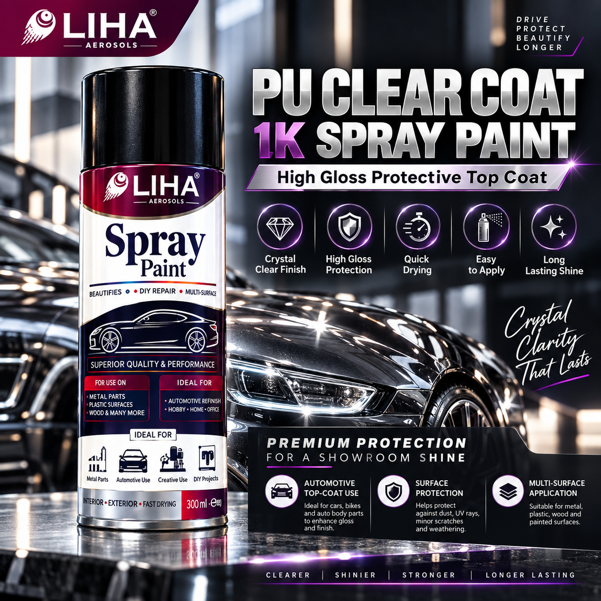 PU Clear Coat 1K Spray Paint | High Gloss Protective Top Coat
