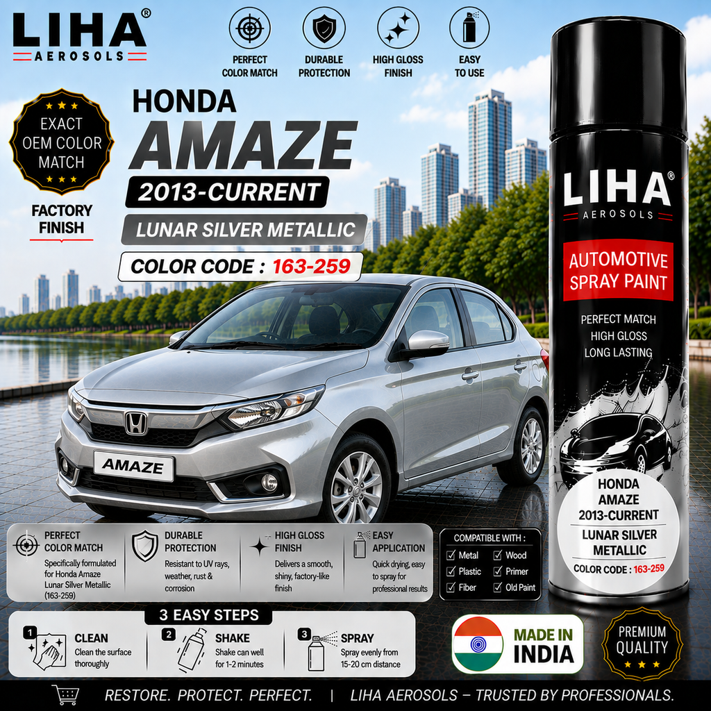 Honda Amaze Lunar Silver Metallic Touch Up Spray Paint – OEM Color Match | LIHA Aerosols 500ml