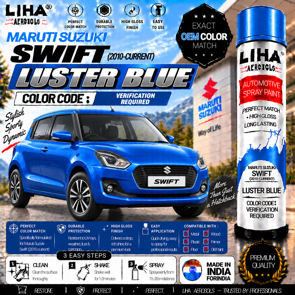 Maruti Suzuki Swift Luster Blue Touch Up Spray Paint – OEM Color Match | LIHA Aerosols 500ml