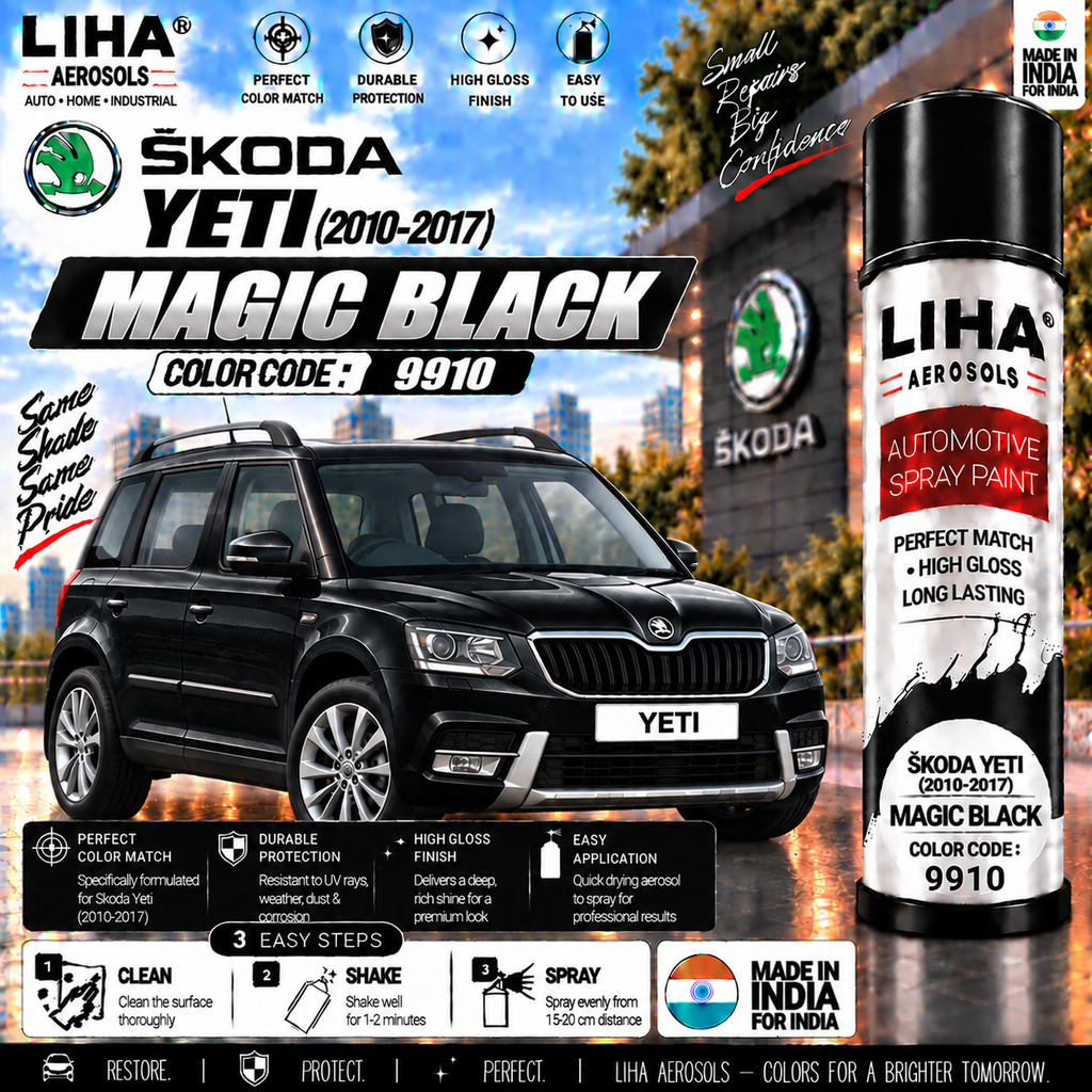 Skoda Yeti Magic Black Touch Up Spray Paint – OEM Color Match | LIHA Aerosols 500ml