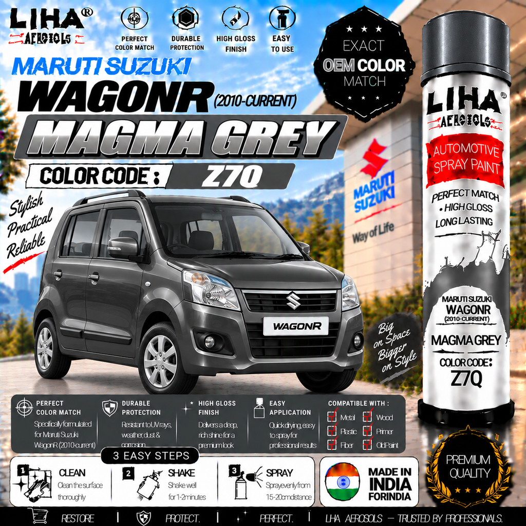 Maruti Suzuki WagonR Magma Grey Touch Up Spray Paint – OEM Color Match | LIHA Aerosols 500ml