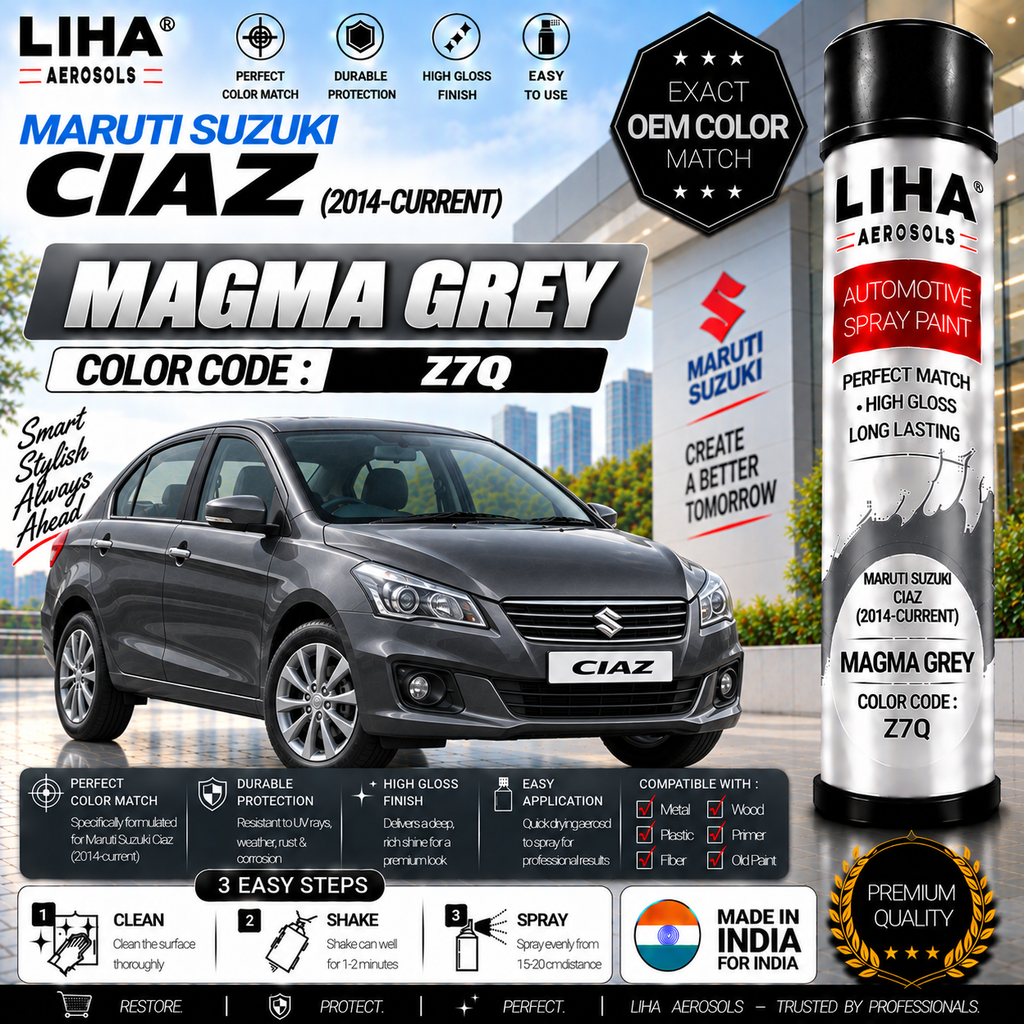 Maruti Suzuki Ciaz Magma Grey Touch Up Spray Paint – OEM Color Match | LIHA Aerosols 500ml