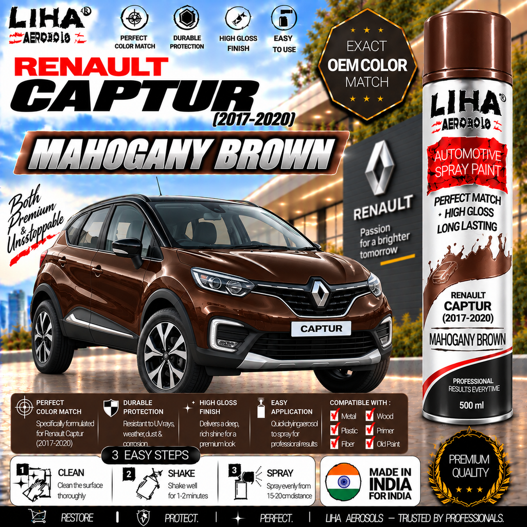 Renault Captur Mahogany Brown Touch Up Spray Paint – OEM Color Match | LIHA Aerosols 500ml