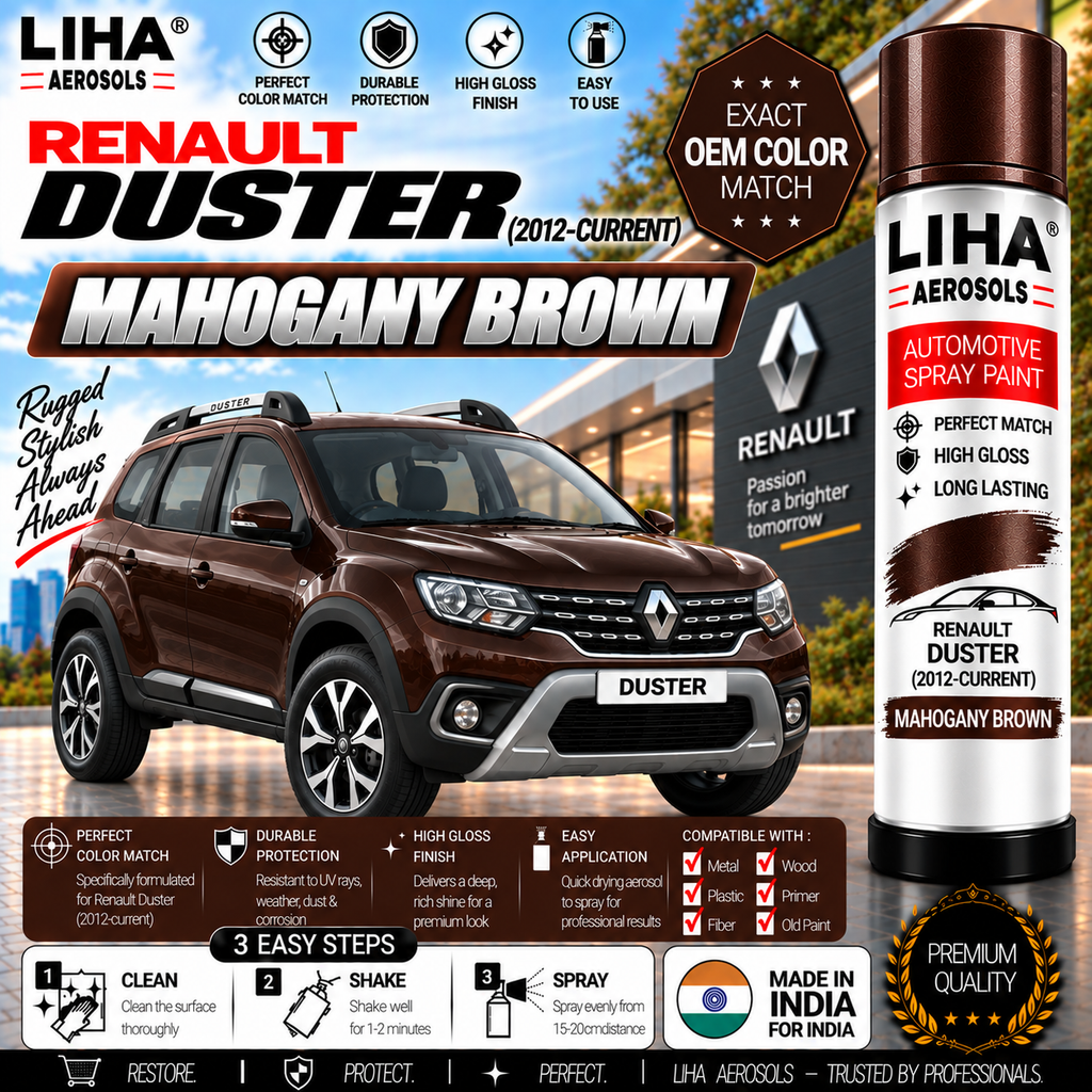 Renault Duster Mahogany Brown Touch Up Spray Paint – OEM Color Match | LIHA Aerosols 500ml