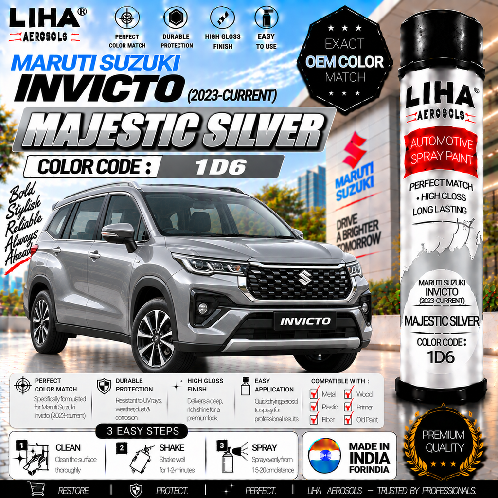 Maruti Suzuki Invicto Majestic Silver Touch Up Spray Paint – OEM Color Match | LIHA Aerosols 500ml