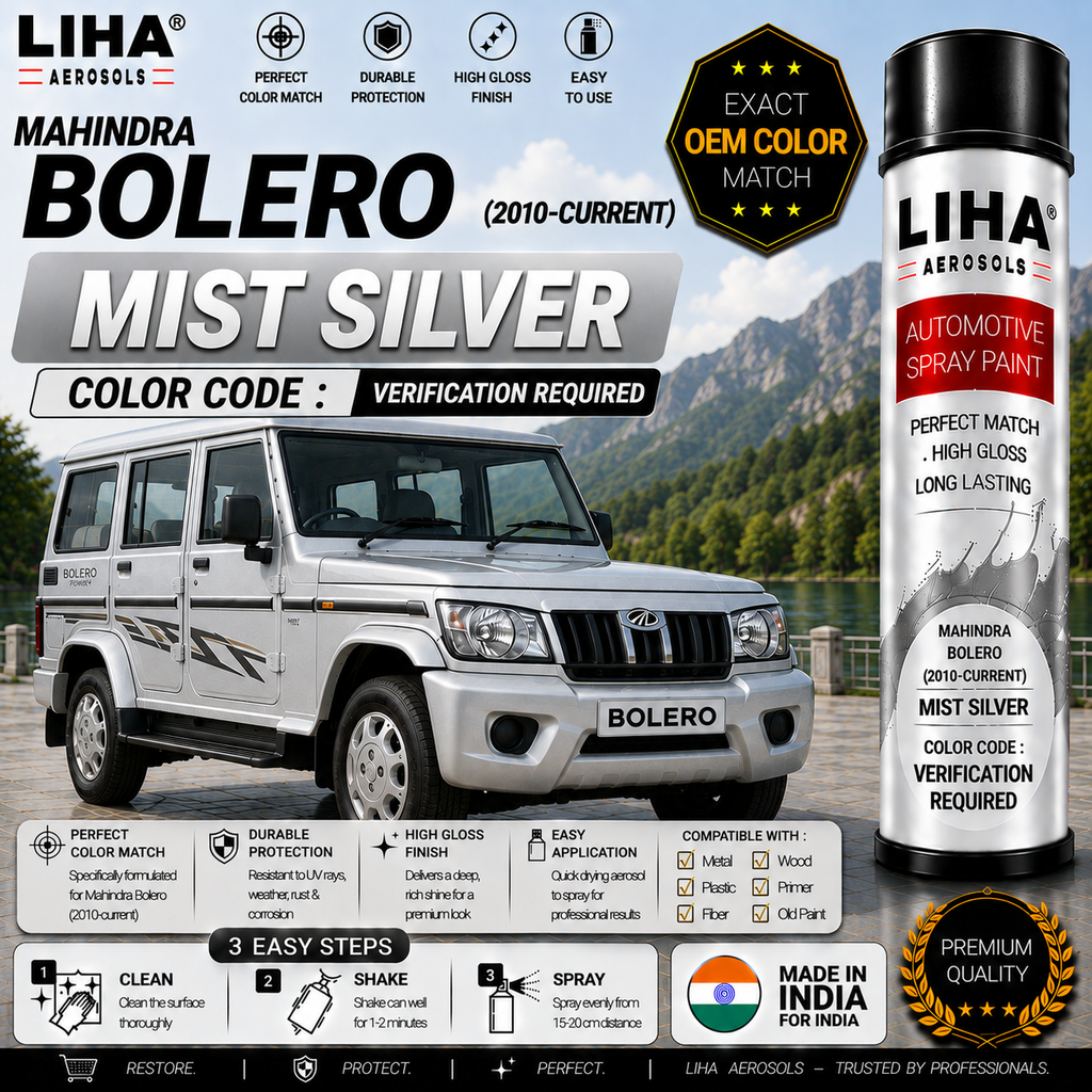 Mahindra Bolero Mist Silver Touch Up Spray Paint – OEM Color Match | LIHA Aerosols 500ml