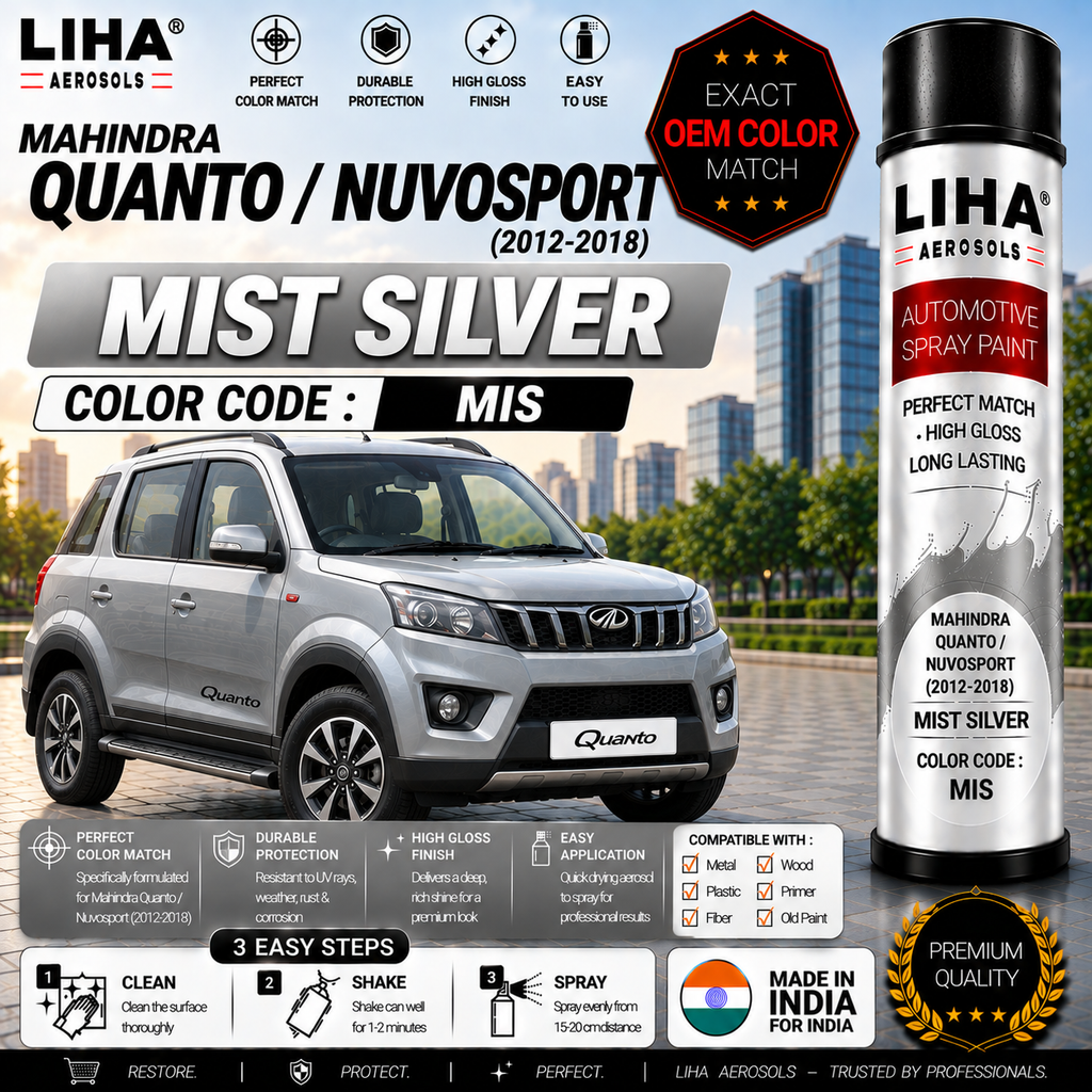 Mahindra Quanto / Nuvosport Mist Silver Touch Up Spray Paint – OEM Color Match | LIHA Aerosols 500ml