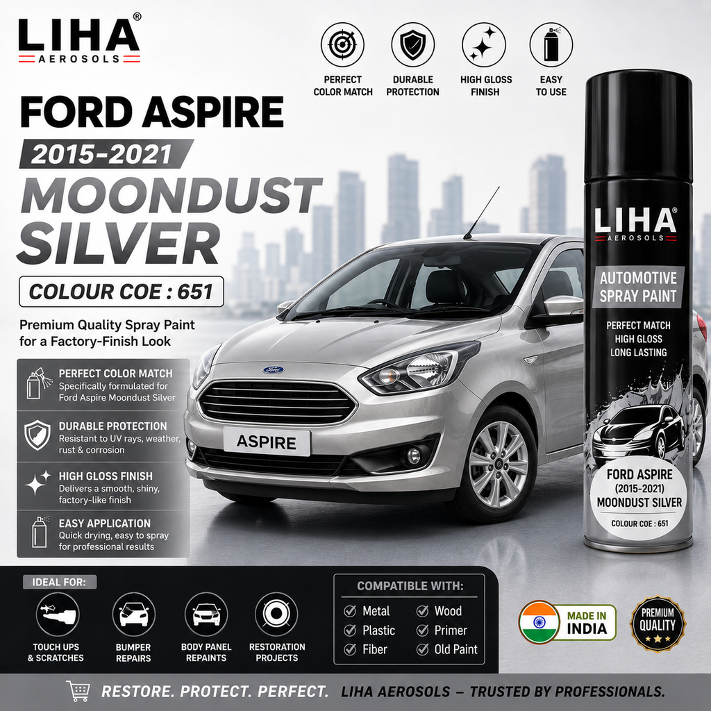 Ford Aspire Moondust Silver Touch Up Spray Paint – OEM Color Match 651 | LIHA Aerosols 500ml