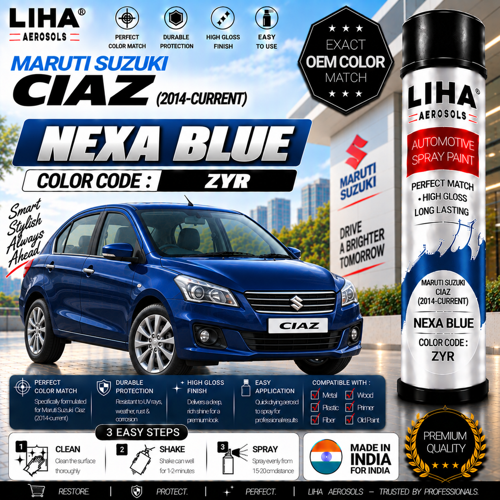 Maruti Suzuki Ciaz Nexa Blue Touch Up Spray Paint – OEM Color Match | LIHA Aerosols 500ml