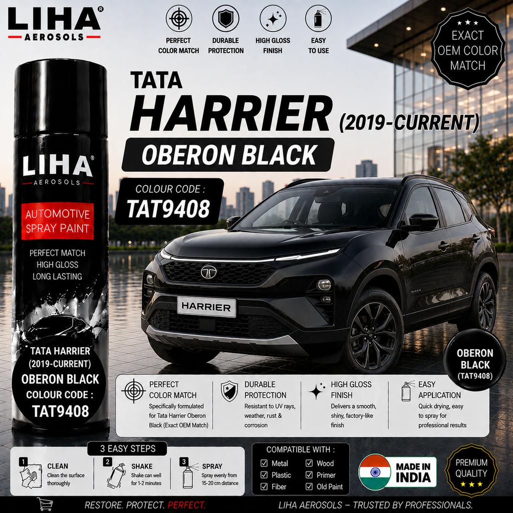 Tata Harrier Oberon Black Touch Up Spray Paint – OEM Color Match | LIHA Aerosols 500ml