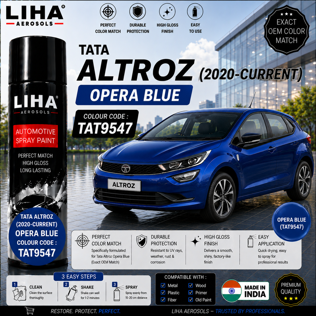 Tata Altroz Opera Blue Touch Up Spray Paint – OEM Color Match | LIHA Aerosols 500ml