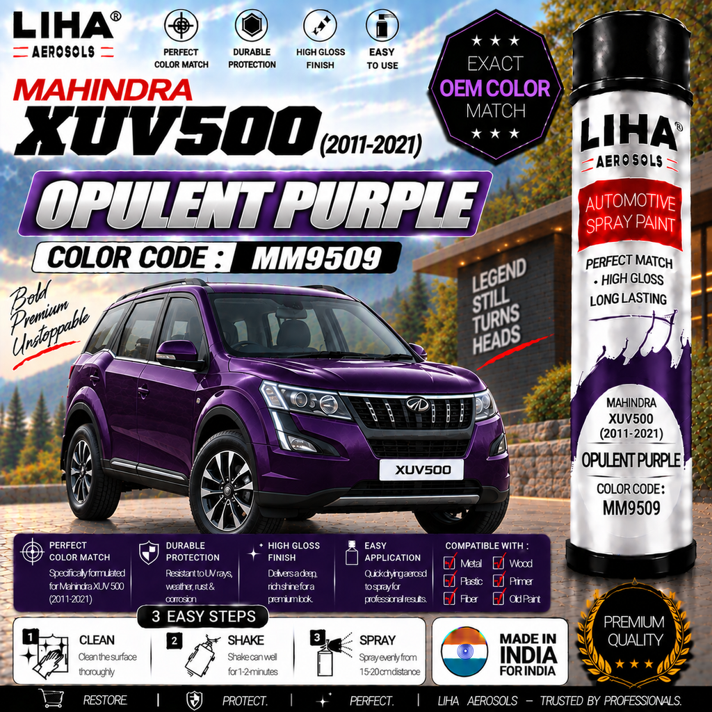 Mahindra XUV500 Opulent Purple Touch Up Spray Paint – OEM Color Match | LIHA Aerosols 500ml
