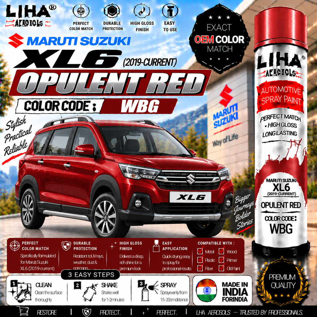 Maruti Suzuki XL6 Opulent Red Touch Up Spray Paint – OEM Color Match | LIHA Aerosols 500ml