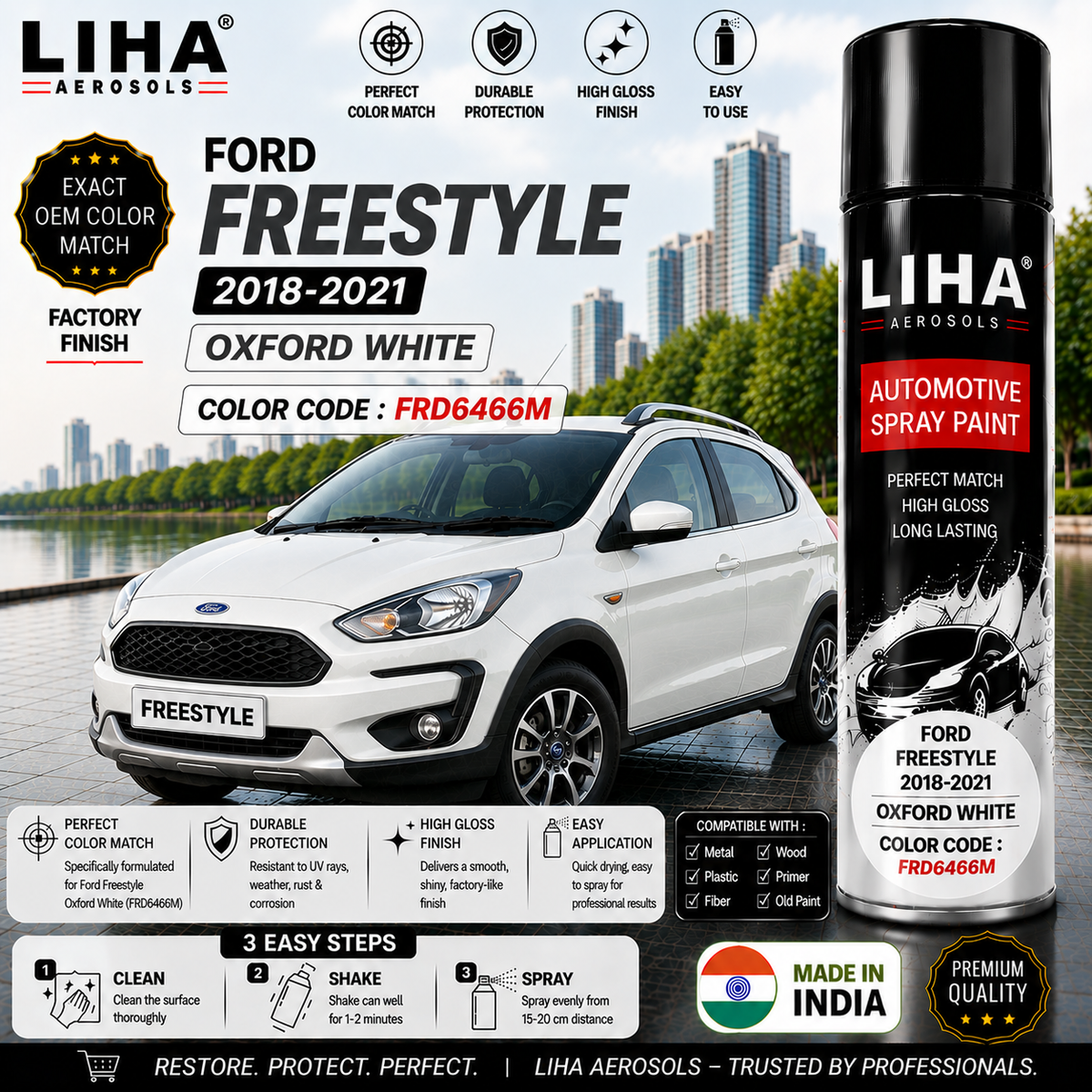 Ford Freestyle Oxford White Touch Up Spray Paint – OEM Color Match | LIHA Aerosols 500ml