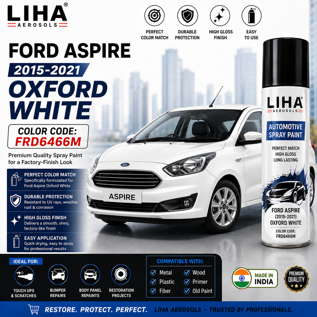 Ford Aspire Oxford White Touch Up Spray Paint – OEM Color Match FRD6466M | LIHA Aerosols 500ml