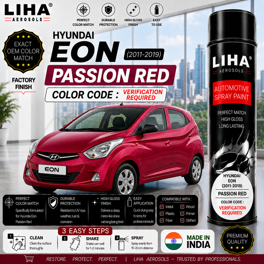 Hyundai Eon Passion Red Touch Up Spray Paint – OEM Color Match | LIHA Aerosols 500ml