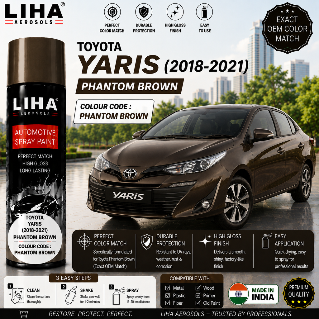 Toyota Yaris Phantom Brown Touch Up Spray Paint – OEM Color Match | LIHA Aerosols 500ml