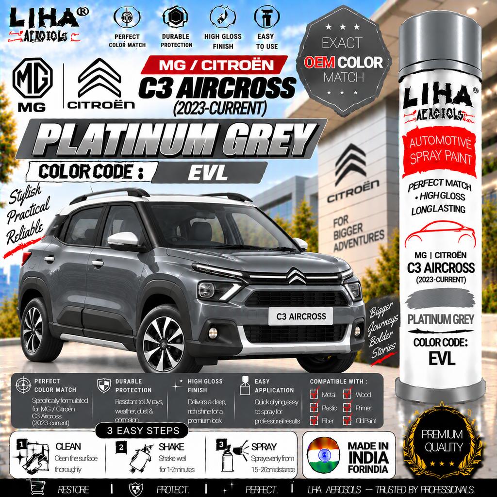 Citroen C3 Aircross / Aircross Platinum Grey Touch Up Spray Paint – OEM Color Match | LIHA Aerosols 500ml