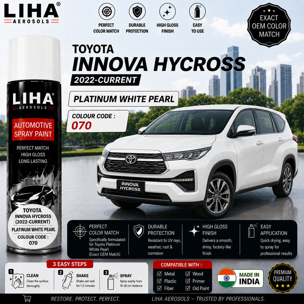 Toyota Innova Hycross Platinum White Pearl Touch Up Spray Paint – OEM Color Match | LIHA Aerosols 500ml