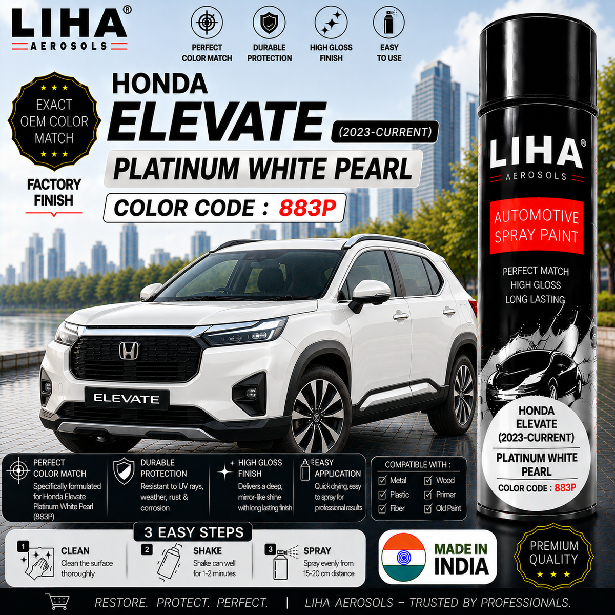 Honda Elevate Platinum White Pearl Touch Up Spray Paint – OEM Color Match | LIHA Aerosols 500ml