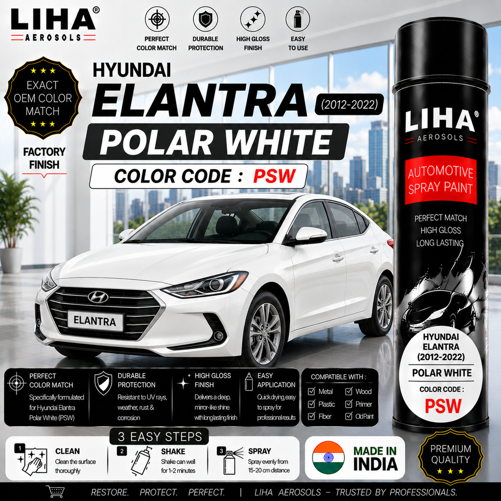 Hyundai Elantra Polar White Touch Up Spray Paint – OEM Color Match | LIHA Aerosols 500ml