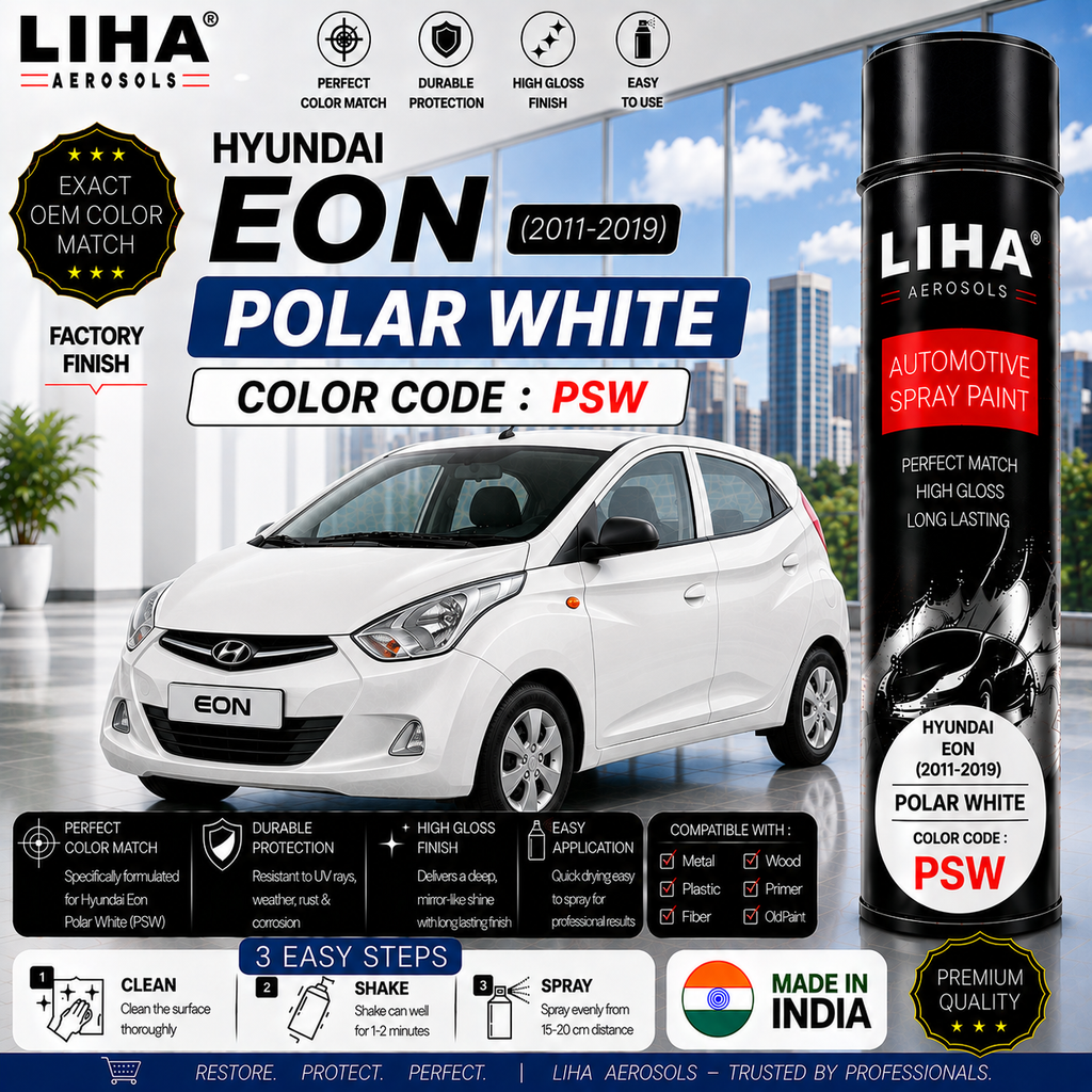 Hyundai Eon Polar White Touch Up Spray Paint – OEM Color Match | LIHA Aerosols 500ml