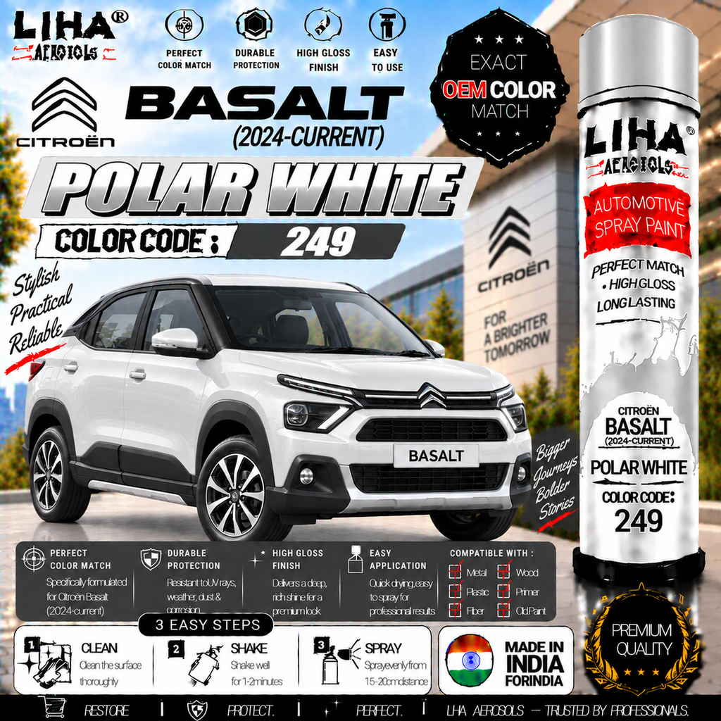 Citroen Basalt Polar White Touch Up Spray Paint – OEM Color Match | LIHA Aerosols 500ml