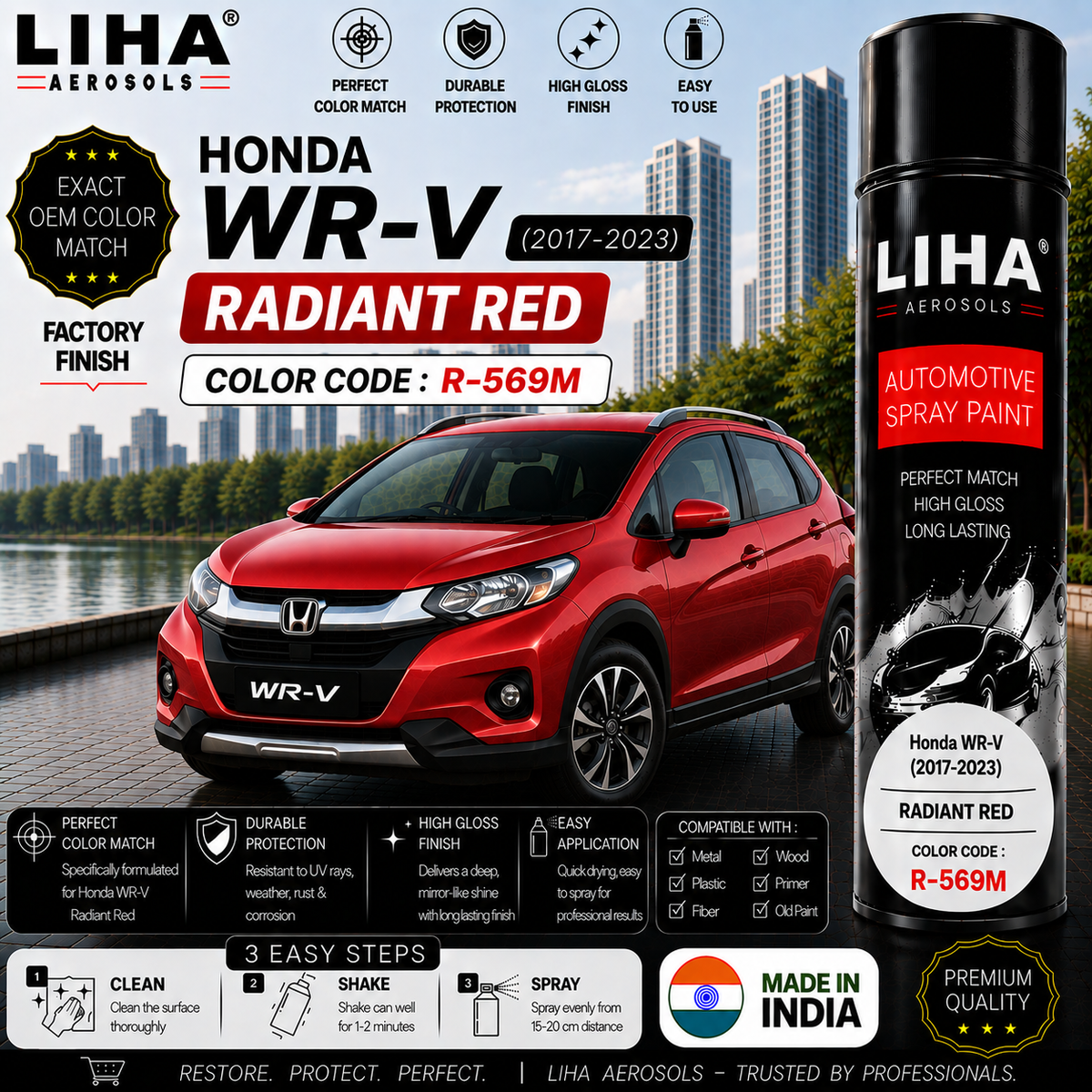 Honda WR-V Radiant Red Touch Up Spray Paint – OEM Color Match | LIHA Aerosols 500ml