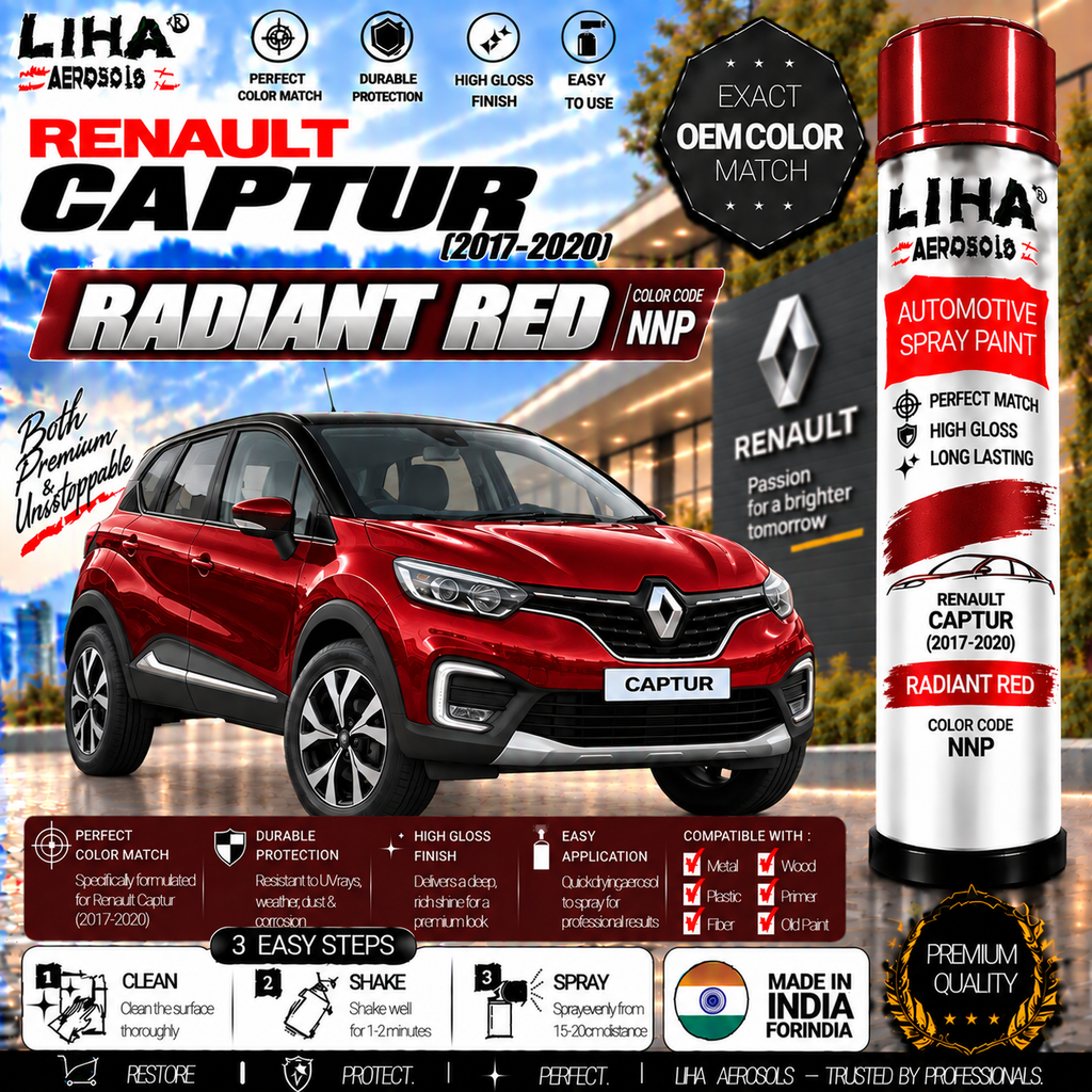 Renault Captur Radiant Red Touch Up Spray Paint – OEM Color Match | LIHA Aerosols 500ml