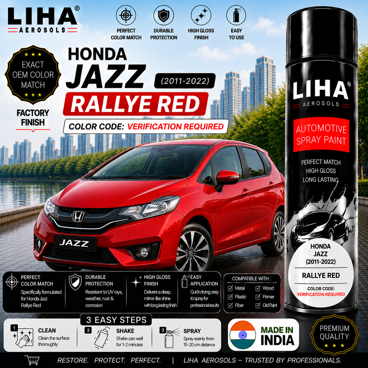 Honda Jazz Rallye Red Touch Up Spray Paint – OEM Color Match | LIHA Aerosols 500ml