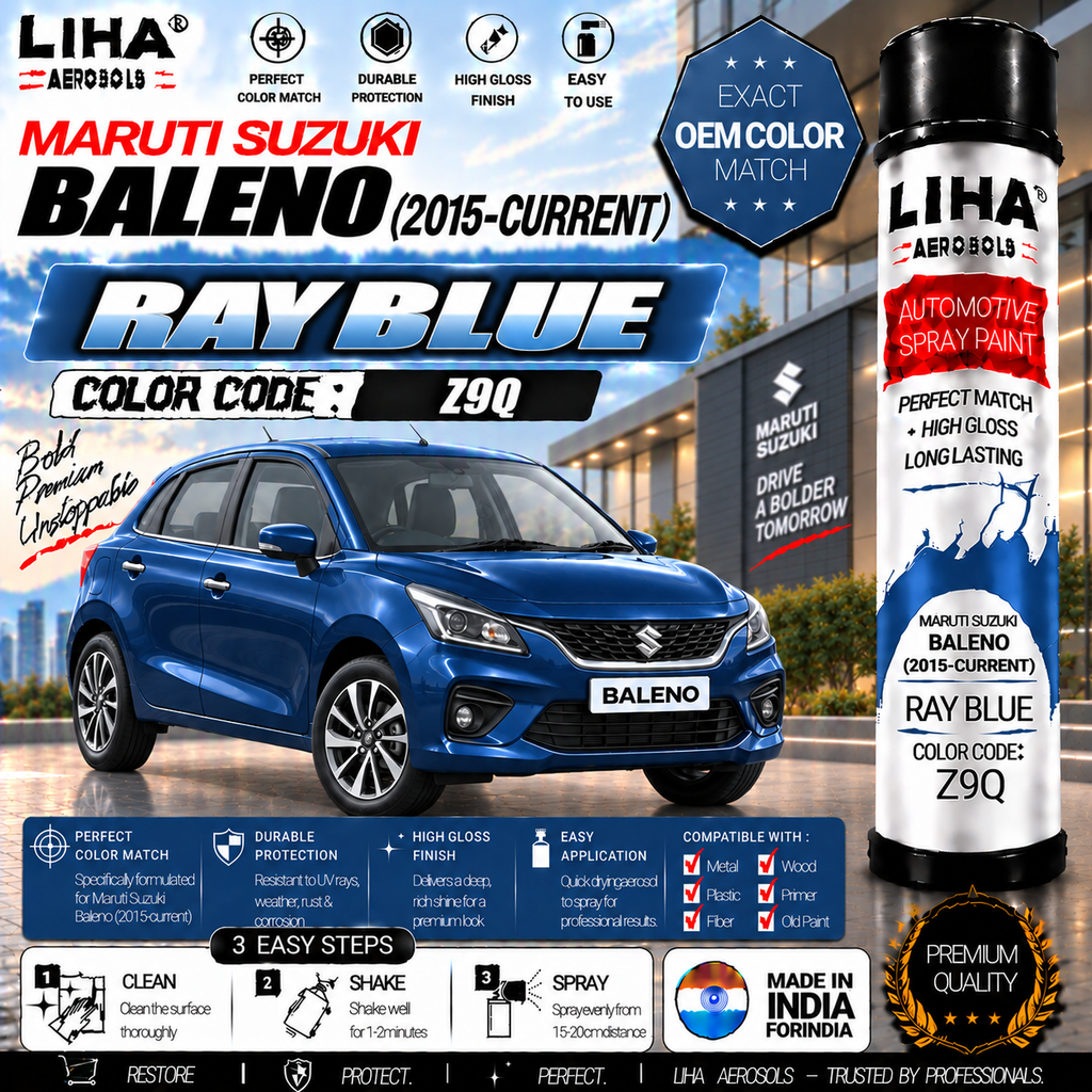 Maruti Suzuki Baleno Ray Blue Touch Up Spray Paint – OEM Color Match | LIHA Aerosols 500ml