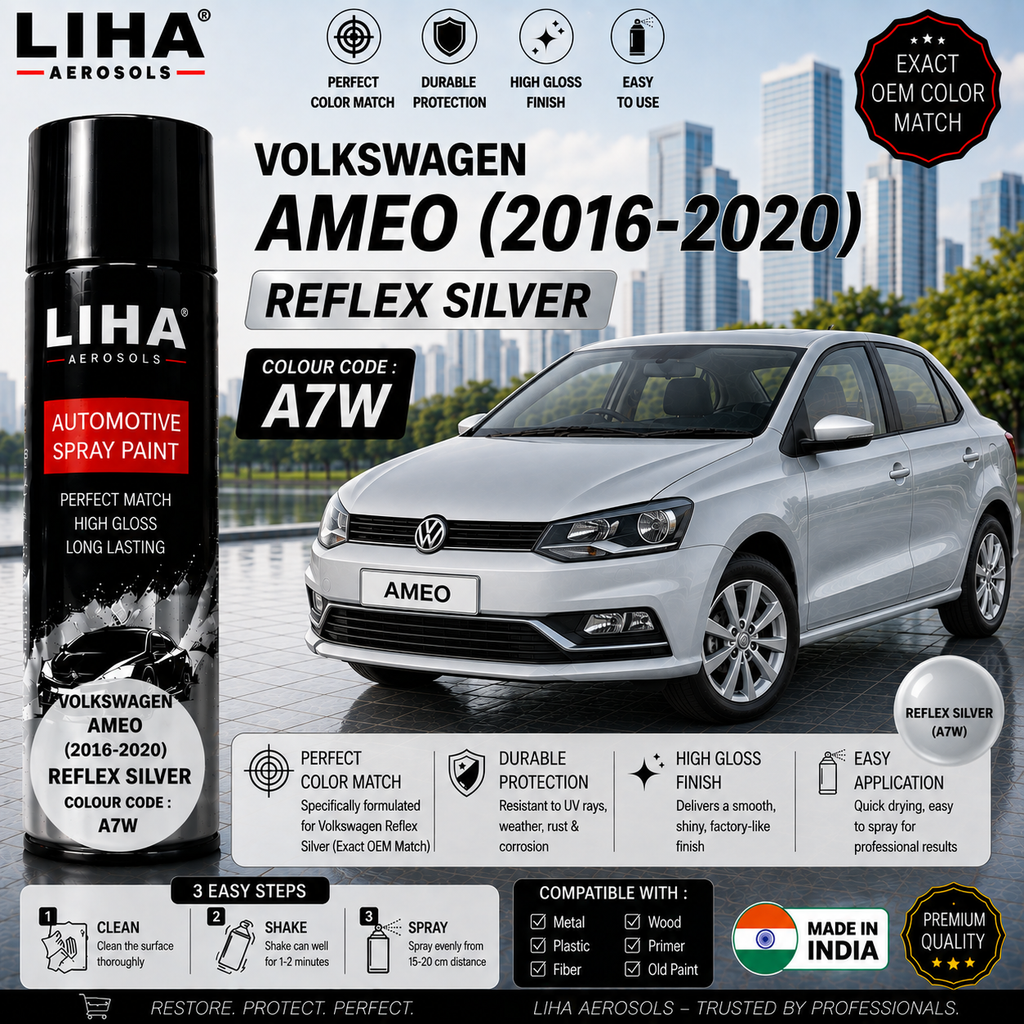 Volkswagen Ameo Reflex Silver Touch Up Spray Paint – OEM Color Match | LIHA Aerosols 500ml