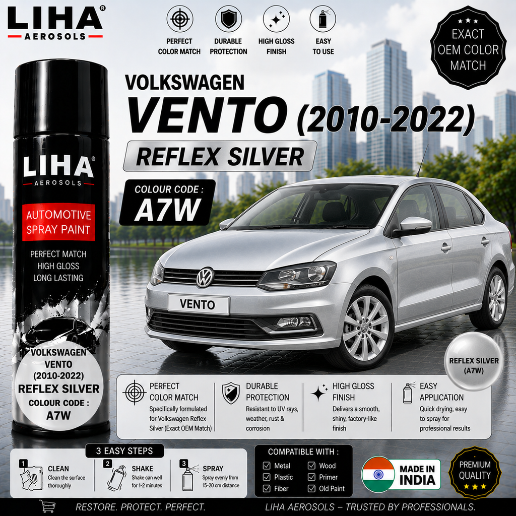 Volkswagen Vento Reflex Silver Touch Up Spray Paint – OEM Color Match | LIHA Aerosols 500ml