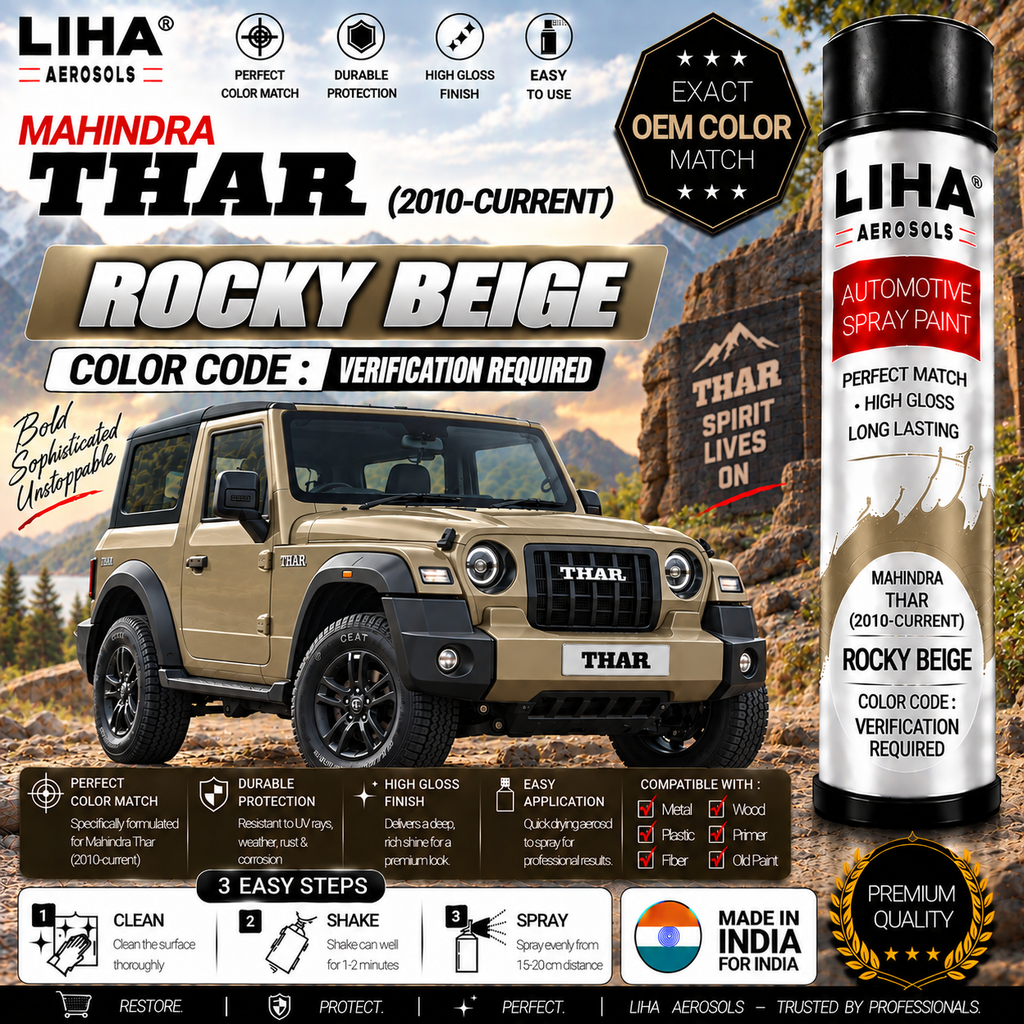 Mahindra Thar Rocky Beige Touch Up Spray Paint – OEM Color Match | LIHA Aerosols 500ml